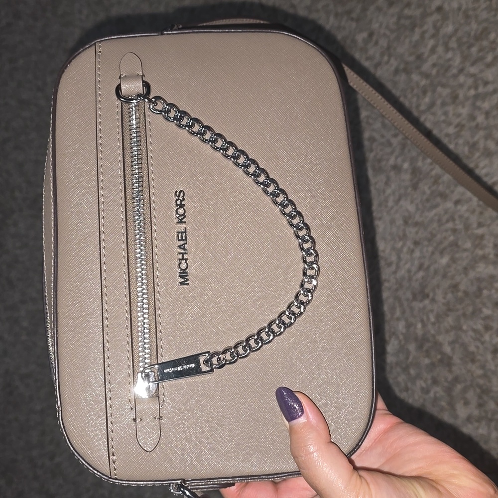 Michael Kors Jet Set Large Metallic Logo Crossbody Bag